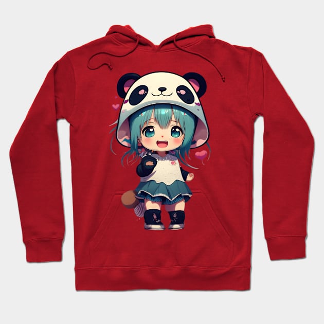 Anime Girl with Panda Hat Hoodie by culturageek